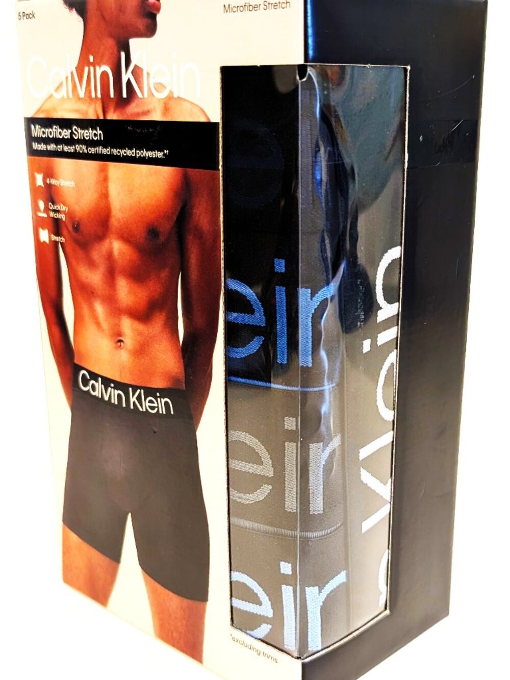 Calvin Klein Men's Microfiber Stretch Boxer Briefs 5-Pack Blue Black Gray L New